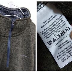 ●お譲り先が決まりました●Eddie Bauer　ハーフジップフリース　オリーブグリーン2XL  ロゴ刺繍の画像