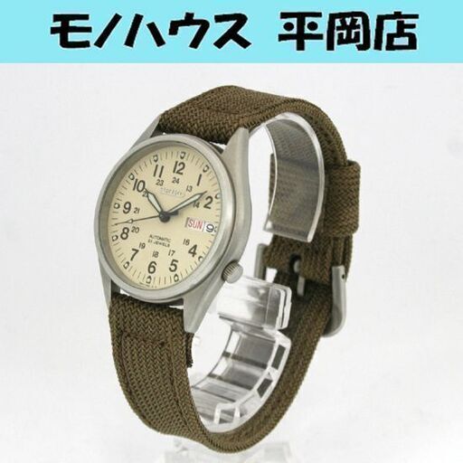 外装美品 要OH SEIKO SEIKO5 SNX431 ミニタリーウォッチ 7S26-3060 自動巻き腕時計 21石 3針 デイデイト ステンレス裏蓋 札幌市 清田区 平岡