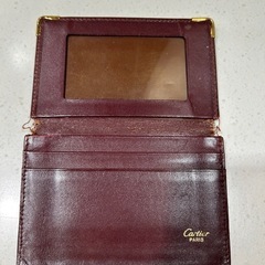 Cartier カルティエ ボルドー レザー カードケース パスケース 名刺入れの画像