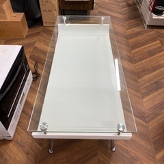 499 ガラス ローテーブル WH ※ガラス傷ありの画像