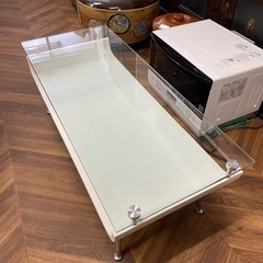 499 ガラス ローテーブル WH ※ガラス傷ありの画像