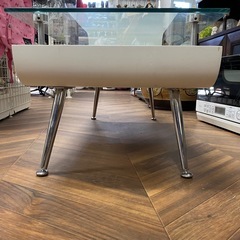 499 ガラス ローテーブル WH ※ガラス傷ありの画像