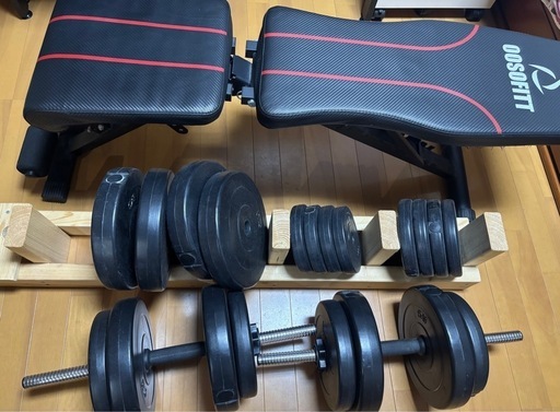 トレーニングベンチ&ダンベルセット　筋トレ