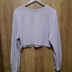 薄紫　クロップド長袖Tシャツ