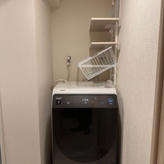 大竹産業　突っ張り式ランドリーラック　カゴ付きの画像