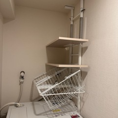大竹産業　突っ張り式ランドリーラック　カゴ付きの画像