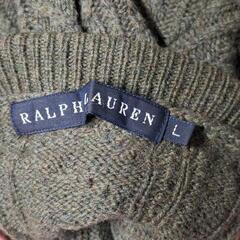 RALPH LAUREN　ケーブルニット　タートルネックニット　グリーンの画像
