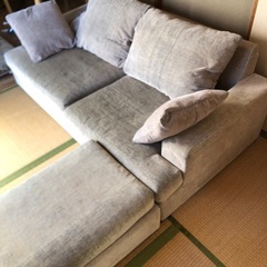 オットマン付き ３人掛けソファー 中古 リサイクルショップ宮崎屋 住吉店 21.11.13k 封じ込め