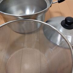 【ほぼ未使用】和平フレイズ(日本製) ステンレス両手鍋 3点セットの画像