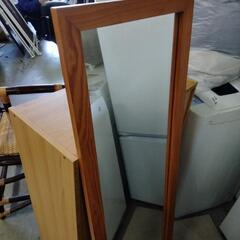 【値下げ！】姿見 立て掛け 木製フレーム ブラウン 高さ123cm 幅38cm ミラーの画像