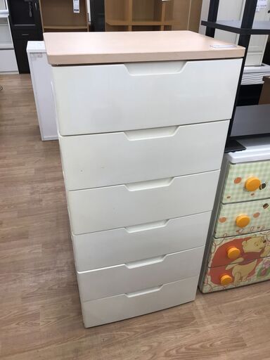★ジモティ割あり★  6段衣装ケース ホワイト H118×W56×D41 クリーニング済み KJ8222