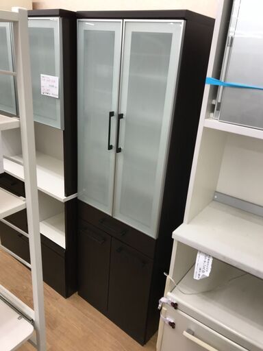 ★ジモティ割あり★  食器棚 ダークブラウン H180×W61×D45 クリーニング済み KJ8226