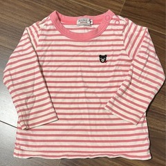 ミキハウス DOUBLE.B ストライプ 長袖Tシャツ ピンク