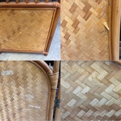 ①ラタン　パーテーション　3連　3枚折　レトロ　高さ約135cm 平置き横約139cmの画像