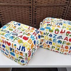 2個セット【Pilier かわいい収納ケース アンファン アルファベット】 折畳み可能 帆布 収納ボックス おもちゃ箱 小物入れ ピリエ enfant 札幌 北20条店の画像