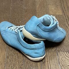 イタリア　BRUNOMAGLI のレザースニーカー　  size8(28cm). ブルーの画像