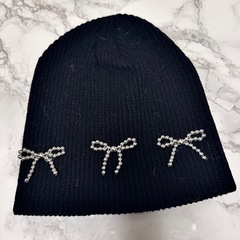 🤍新品　シルバーリボンのニット帽