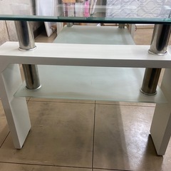 良品 ホワイト ガラステーブル 100x50 x43.5cm 安心の8mm強化ガラス使用 ローテーブル (たこ) 大阪のテーブル《座卓、ローテーブル 》の中古あげます・譲ります｜ジモティーで不用品の処分