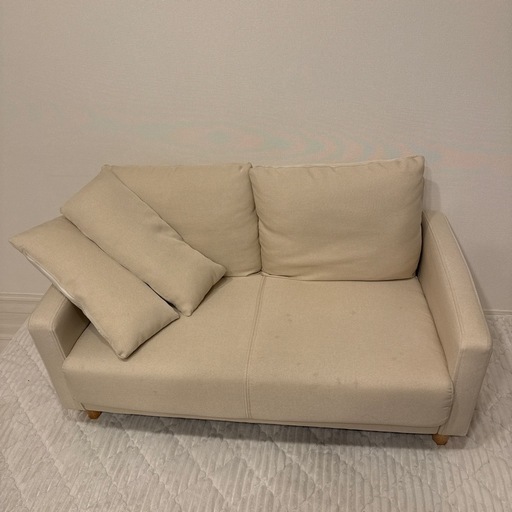 北欧風ソファ 2人掛け 2WAY クッション付き NDS-2S ベージュ 2人掛け北欧