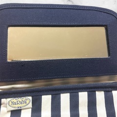 【新品未使用】NaRaYa❤ストライプポーチ ミラー付きの画像