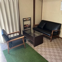 【決まりました】ガラステーブル、ソファー　3点セット
