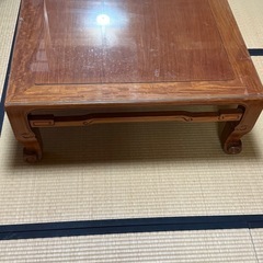 座卓ローテーブルガラス天板付き
