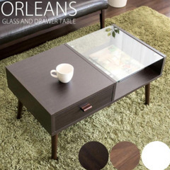 センターガラステーブル ダークブラウンの画像