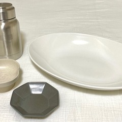 食器類4点 オーバルプレート 小皿 保温保冷ボトル タンブラー