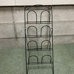 スチール製 4足 スリッパラック ブラック 幅25cm×奥行35...