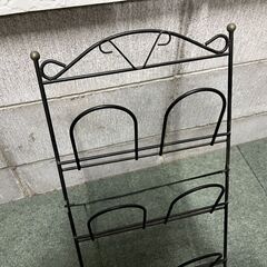 スチール製 4足 スリッパラック ブラック 幅25cm×奥行35cm×高さ60cmの画像