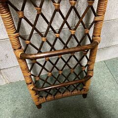 籐製 スリッパラック 4足収納 壁掛け用 ラタン 藤製 幅31cm×奥行7cm×高さ96cmの画像
