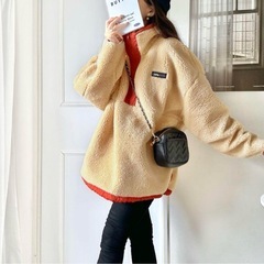 Java リバーシブル ハーフジップ ナイロン ボア　オーバーサイズ ブルゾンの画像