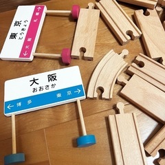 電車　レール　木製の画像