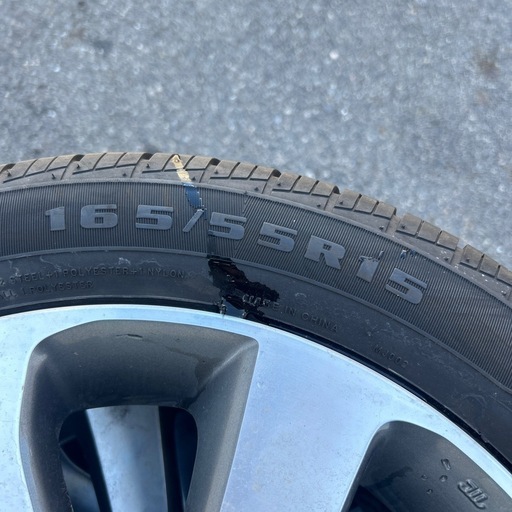 アルミホイール　（タイヤ付き）165/55R15　深溝　中古品
