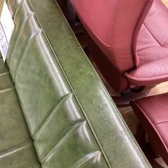 niko and ... FURNITURE & SUP 2人掛けソファー 2人掛け使用感・小ヤブレ有合皮　グリーンの画像