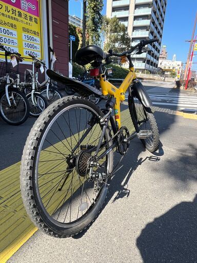 リサイクルショップどりーむ鹿大前店】No.60自転車マウンテンバイク26インチ7段ギア付きオシャレイエロー (どりーむ鹿大前店) 工学部前 のマウンテンバイクの中古あげます・譲ります｜ジモティーで不用品の処分