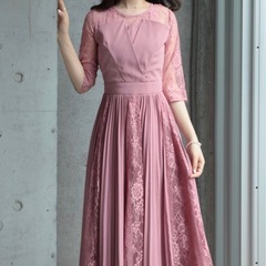 DRESS+ ワンピース　ドレス　結婚式レース袖