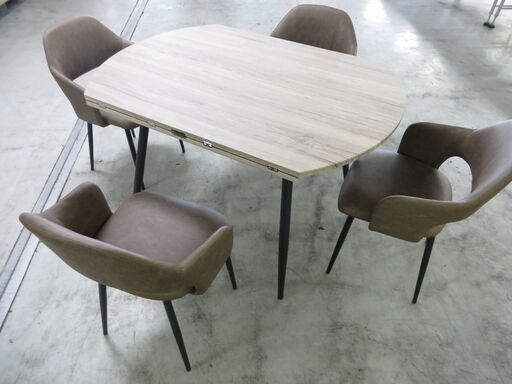 ㉔F未使用/新品伸長式 円形ダイニングセット 4人掛け 5点セット ダイニングテーブル 丸テーブル ダイニングチェア (outlet lab) 北九州の ダイニングセットの中古あげます・譲ります｜ジモティーで不用品の処分