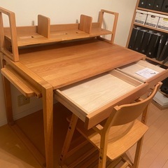 アクタス　学習机 アクタスキッズ学習机白×ナチュラル①