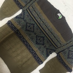 mountain TOP 幾何学模様ニット L 日本製　古着　ヴ...