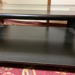 美品　黒のローテーブル ガラス天板　キャスター付 の画像