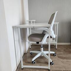 パソコンデスク チェア セット ホワイトの画像