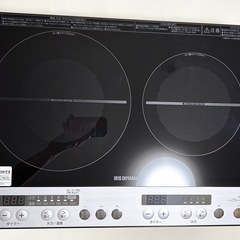 アイリスオーヤマ IHクッキングヒーター 2口IHコンロ 1400W 脚付 ブラック IHK-W12S-B
