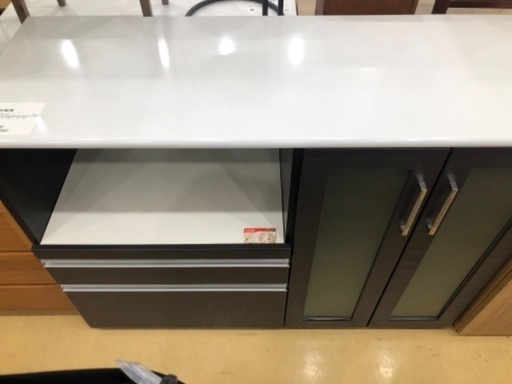 【軽トラック貸出サービス有】中村家具　レンジボード　取っ手や表面ハガレ•ヨゴレ有　ダークブラウン