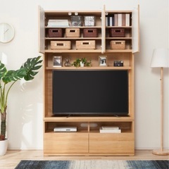 【美品】 ニトリ テレビボード ポルテ 120 TV ライトブラウン　壁面収納 ニトリ壁面収納型テレビ台（ポルテ ライトブラウン）