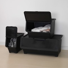 IKEA フィッラ 黒 収納ボックス 3個の画像