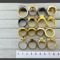 ≒j→→→m23-379/ゴールドカラー ジルコニア 指輪 リング ヴィンテージ アクセサリー 925刻印含む   素材不明品 イミテーション品 まとめ 大量の画像