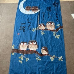 のれん　縦長　ふくろう