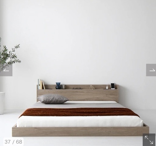 棚付きすのこローベッド 2台シングル『Etany エタニー』 グレージュ