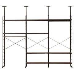 ニトリ突っ張りワイヤーシェルフNポルダ 一人暮らし3連セット(幅80cm ミドルブラウン) の画像